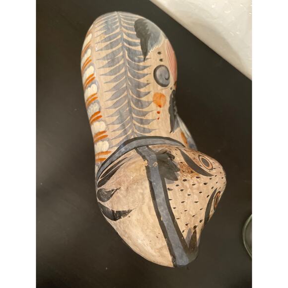 Vintage Tonala Artisan Cat Folk Art Burnished Pottery Ceramic Mexican Large - Picture 9 of 9